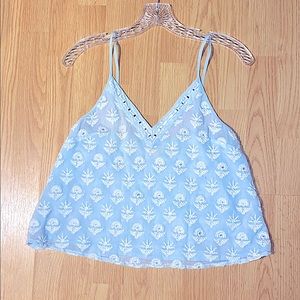 Anthropology Baby Blue Beaded Tank Top/Camisole